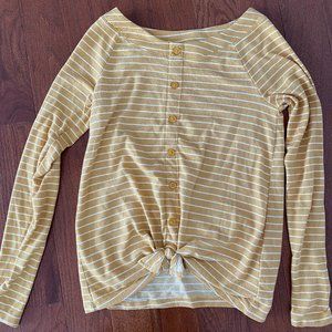 Abercrombie Kids - Girls yellow & white striped shirt, size 16